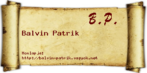 Balvin Patrik névjegykártya
